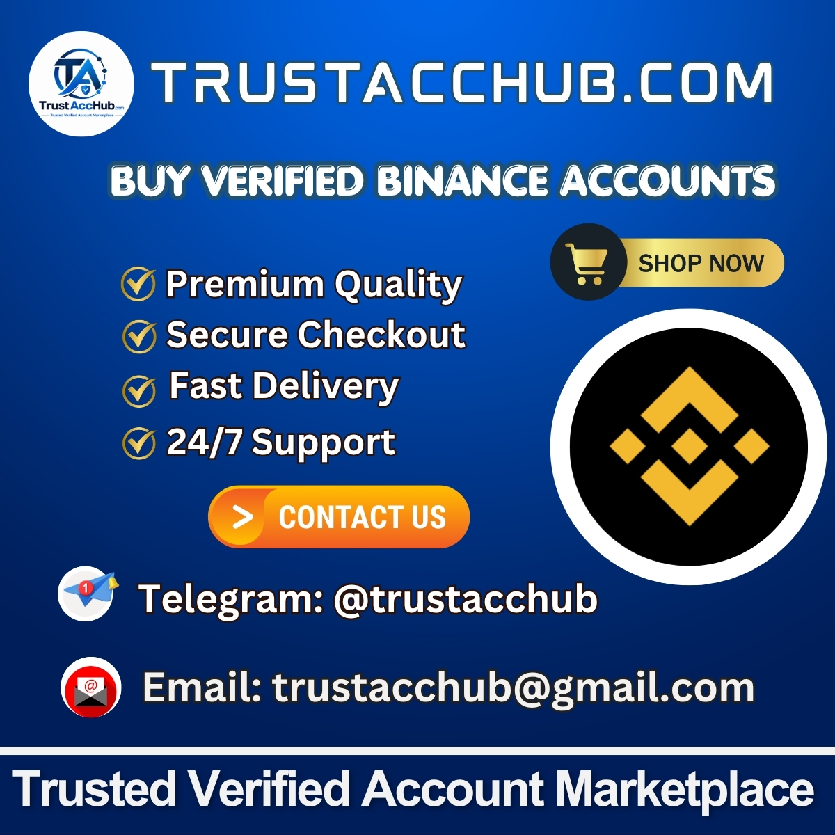 Buy verified Binance accounts from TrustAccHub with secure checkout, fast order processing, and dedicated customer support.
